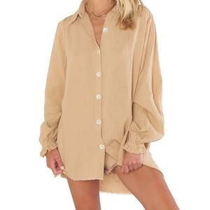 Show Me Your MuMu Tan Button-Up Tunic